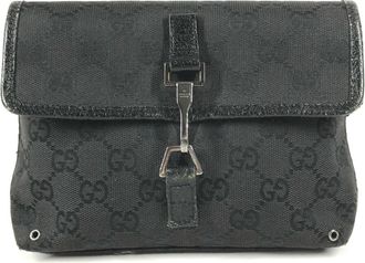 Gucci Black Gg Canvas Leather Fanny Pack (Pre-Owned)