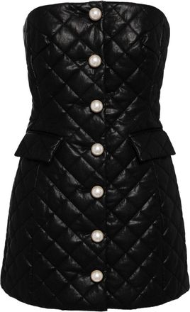 Kimhekim pearl button quilted dress - women - Polyester/Polyester/Polyester/Polyurethane/Steel - 36 - Black