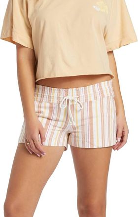 Roxy Oceanside Yarn Dye Shorts In Cork Sunny Side Stripe