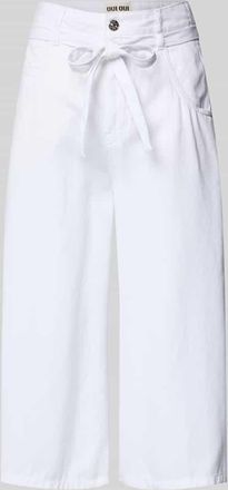 Oui Culotte im 5-Pocket-Design mit Bindeg&uuml;rtel in Weiss, Gr&ouml;&szlig;e 34