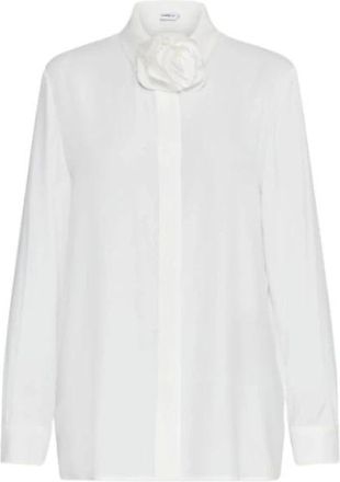 Marella Shirts, female, White, Size: M Crepe Shirt with Flower Belt