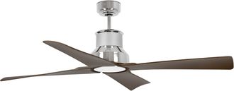 Netlighting Winche Large Ceiling Fan Chrome Wood Optional LED Light Sold Separately