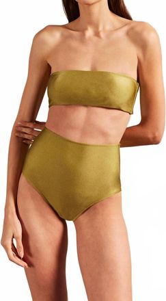 Adriana Degreas Solid High-Waisted Bandeau Bikini In Pistachio
