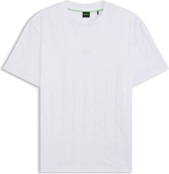 BOSS Cotton T-shirt with jacquard pattern
