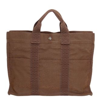Herm&egrave;s Her Line Brown Polyester Tote Bag (Pre-Owned)