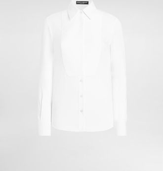Dolce & Gabbana Stretch Poplin Tuxedo Shirt - Woman Shirts And Tops White Cotton 36