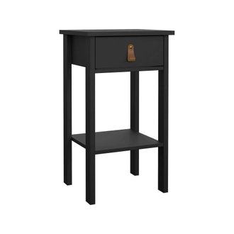 Dmora Dmora - Mesa De Noche Maxine, C&oacute;moda Baja, Mesilla De Noche, Estante De La Cama, 40x34 H70 Cm, Negro