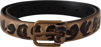 Dolce & Gabbana Leopard Print Lederen Riem - Dames - Riemen - Bruin - ONE Size - Leer - Accessoires