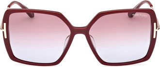 Tom Ford Joanna 59mm Gradient Polarized Butterfly Sunglasses in Shiny Bordeaux /Rose at Nordstrom
