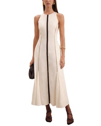 Reiss Inaya Craft Stitched Linen-Blend Dress