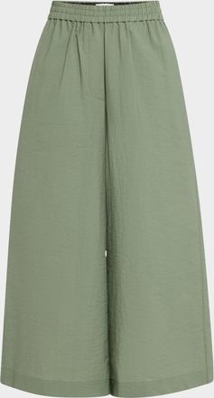 Loewe Anagram Embroidered Wide-Leg Crop Pull-On Trousers