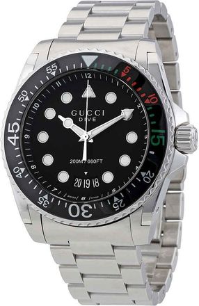 Gucci Dive XL Black Dial Stainless Steel Mens Watch YA136208