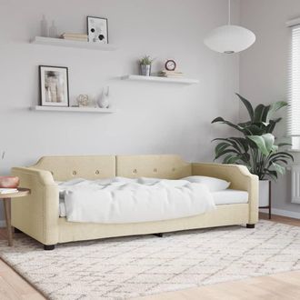 vidaXL Sof&aacute; Cama Sin Colch&oacute;n Tela Crema 100x200 Cm Vidaxl