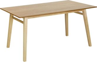 Beliani Mesa De Comedor Rectangular Con Tablero Chapado Acabado Natural Patas De Madera Maciza 150 X 90 Cm Madera De Fresno Natural Varley