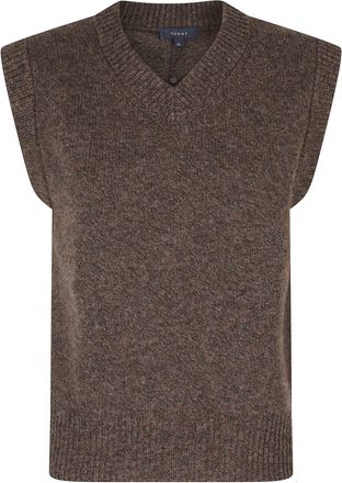 SOEUR Brown Karl Sleeveless V-Neck Merino Wool Cardigan