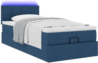 vidaXL Estructura De Cama Otomana Con Colch&oacute;n Tela Azul 90x190 Cm Vidaxl
