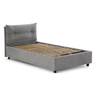 Talamo Italia Dmora - Cama Individual Daais, Cama Contenedor Con Revestimiento De Tela, 100% Made In Italy, Apertura Frontal, Adecuado Para Colch&oacute;n 80x190 Cm, Gris