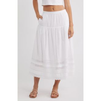 Madewell Pintucked Midi Skirt in White at Nordstrom, Size Xx-Large