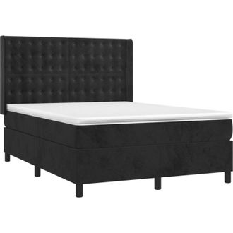 vidaXL Cama Box Spring Colch&oacute;n Y Led Terciopelo Negro 140x200 Cm Vidaxl