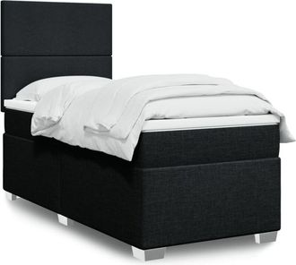 vidaXL Vidaxl - Cama Box Spring Con Colch&oacute;n Tela Negro 90x190 Cm