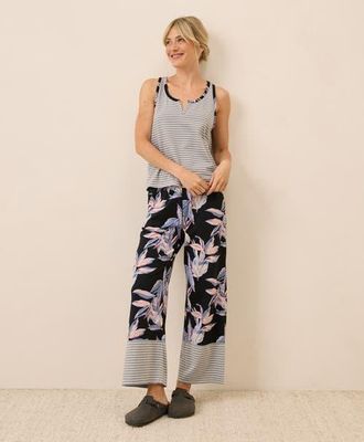 Pact Organic Staycation Sleep Tank in Dark Leaves at Nordstrom, Size X-Large