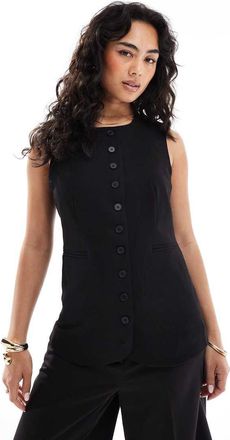 Pieces Gilet nero taglio lungo