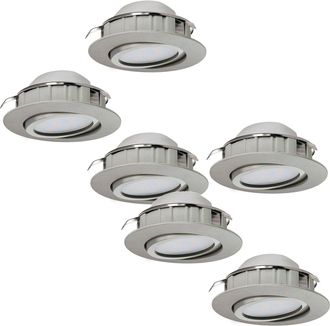 Loops 2 PACK 3 PACK Flush Ceiling Downlight Satin Nickel Adjustable 6W Built in LED