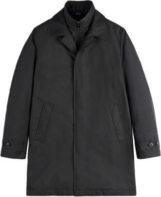 Fay Black Mid-Length Classic Collar Concealed Coat