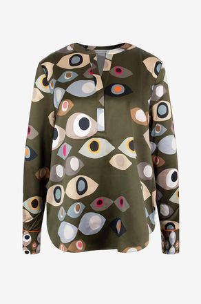 Herzen&rsquo;s Angelegenheit Lang&auml;rmelige Bluse aus Seide mit Augenprint