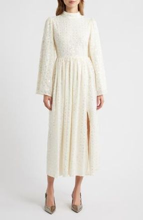 Sister Jane Reel Embellished Long Sleeve Maxi Dres in Ivory at Nordstrom Rack, Size Small