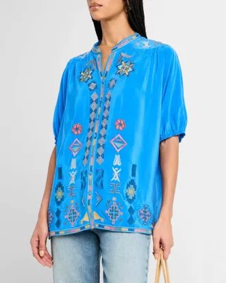 Johnny Was Jacintia Blouse In Victoria Blue