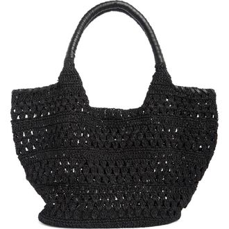 BCBGeneration Woven Raffia Tote Bag in Black at Nordstrom Rack