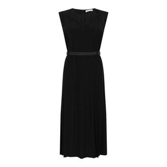 Max Mara Midi Dresses, female, Black, Size: 2XS Sleeveless Pleated Midi Dress