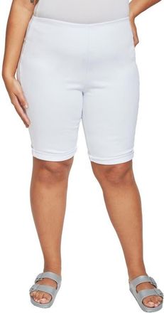 Lyss&eacute; ntials Stretch Denim Boyfriend Shorts in White at Nordstrom, Size X-Large