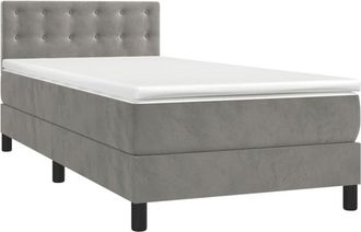 vidaXL Vidaxl - Cama Box Spring Con Colch&oacute;n Terciopelo Gris Claro 100x200 Cm
