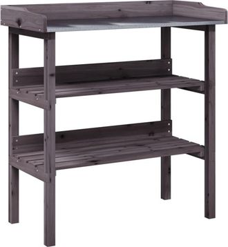 vidaXL Mesa para plantas con estantes madera abeto gris 78x38x82,5 cm vidaXL