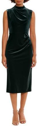 Maggy London Mock Neck Velvet Midi Dress in Hunter Green at Nordstrom Rack, Size 0