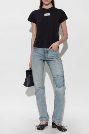 Maison Margiela T-shirt With Logo Patch, Womens, Black