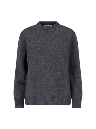Jil Sander Textured Grey Knit Sweater with Open Slit Detail