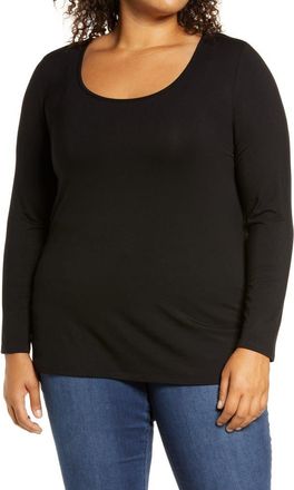 Loveappella Twist Back Top in Black at Nordstrom, Size 1X