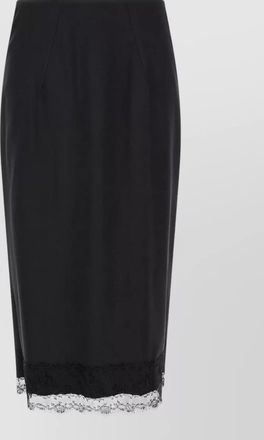 Ermanno Scervino silk high-rise asymmetric lace-trim midi pencil skirt