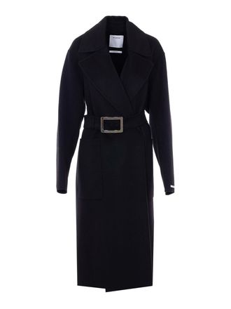 Sportmax Black Cose Coat With Belt On Waist