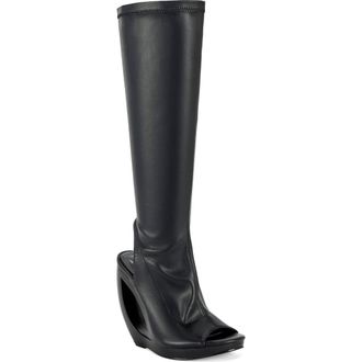 Azalea Wang Ilyssa Peep Toe Boot in Black at Nordstrom, Size 8.5