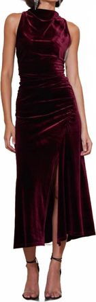 Bishop + Young Elle Velvet Halter Dress In Scarlet