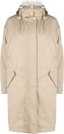 Yves Salomon hooded midi parka - women - Lamb Fur/Lamb Fur/Polyester/Acrylic/Wool/Elastane/Duck Down/Duck Feathers - 32 - Neutrals