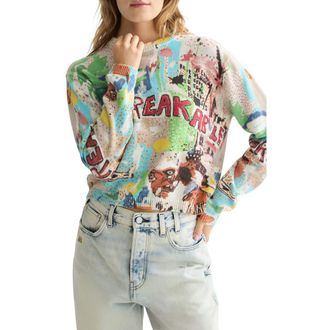 Scotch & Soda x Basquiat Embroidered Cotton Graphic Crewneck Sweater in Basquiat Unbreakable at Nordstrom, Size X-Large