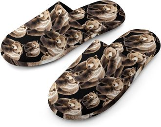 Generic Brown Bear Mens Flannel Slipper Soft Comfy House Shoes Non Slip Winter Warm Indoor Outdoor Slippers