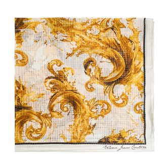 Versace Jeans Couture Silky Scarves, female, White, Size: ONE SIZE Printed Silk Twill Foulard