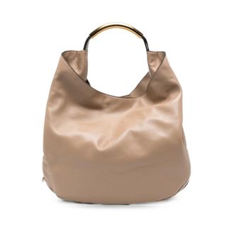 Moschino Top Handle Tas met Logo Letters - Dames - Tassen - Beige - Maat: ONE Size Zijde