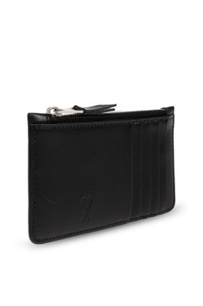 Ami Leather Card Holder, Unisex, Black